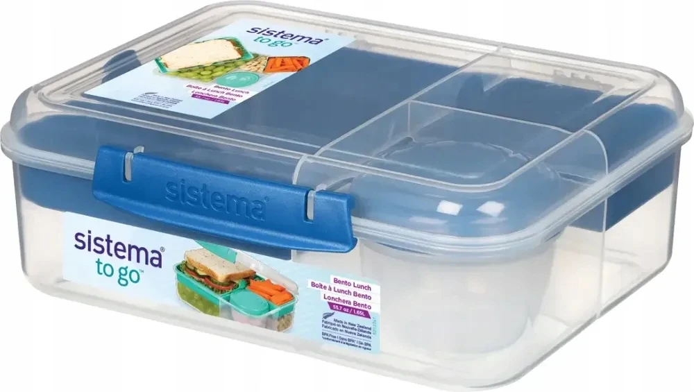 Sistema Bento To Go 1650ml: Dėžutė maistui su 5 skyreliais ir puodeliu