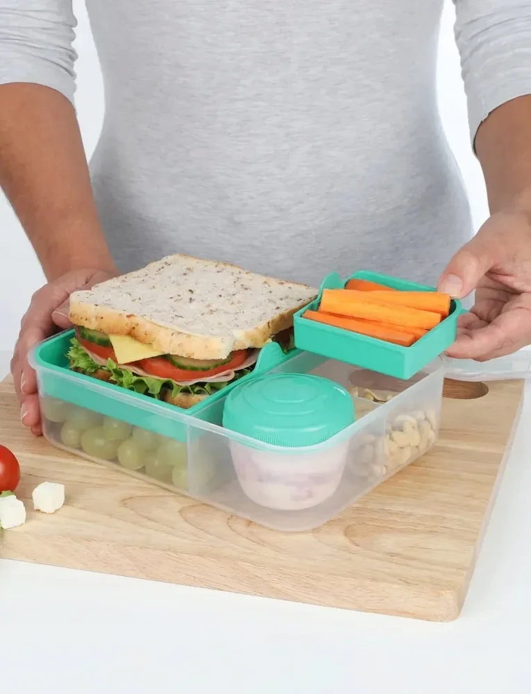 Sistema Bento To Go 1650ml: Dėžutė maistui su 5 skyreliais ir puodeliu