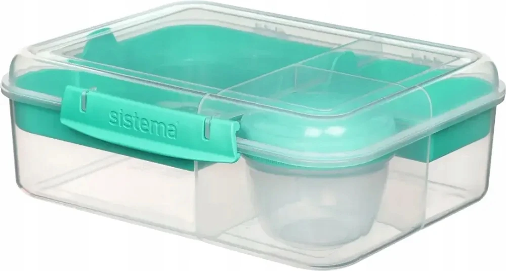 Sistema Bento To Go 1650ml: Dėžutė maistui su 5 skyreliais ir puodeliu