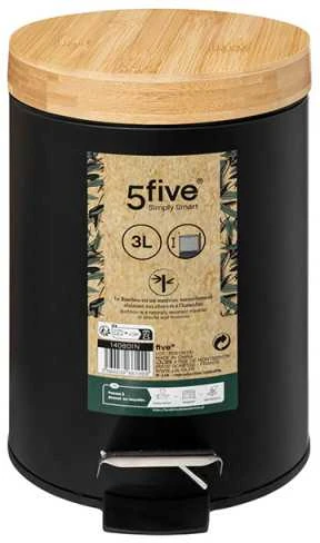 5five Simply Smart Šiukšliadėžė metalinė 3 l D17xH25,5 cm juodos sp. Natureo 5Five 140801N
