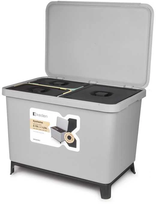 Šiukšliadėžė Systema Prosperplast 2x10L+23L pilka