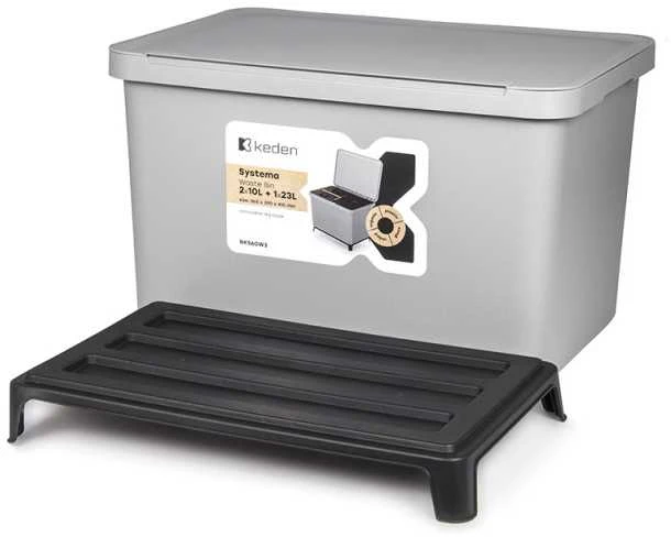 Šiukšliadėžė Systema Prosperplast 2x10L+23L pilka