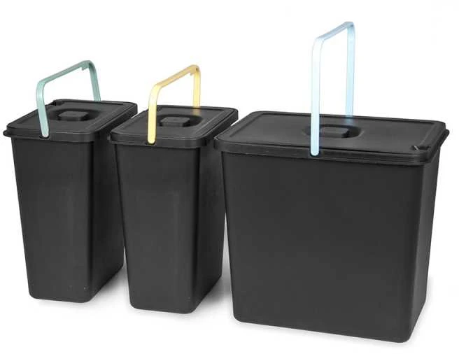 Šiukšliadėžė Systema Prosperplast 2x10L+23L pilka