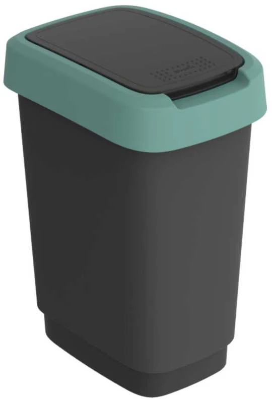 Šiukšliadėžė Rotho Twist, juoda/tamsiai žalia, 10 l