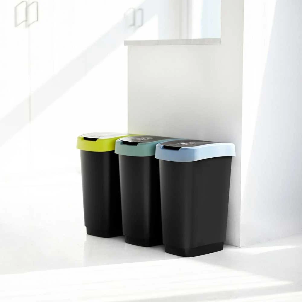 Šiukšliadėžė Rotho Twist, juoda/tamsiai žalia, 25 l