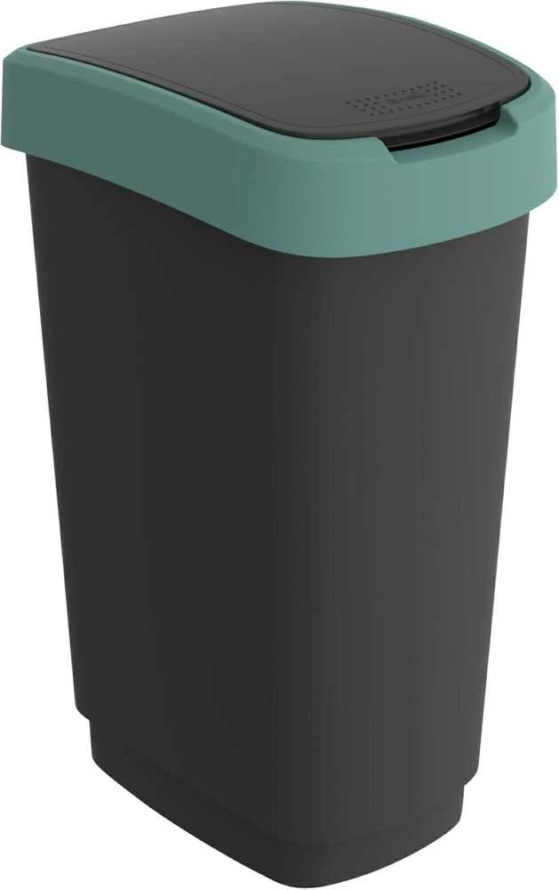 Šiukšliadėžė Rotho Twist, juoda/tamsiai žalia, 50 l