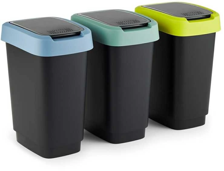 Šiukšliadėžė Rotho Twist, juoda/tamsiai žalia, 50 l