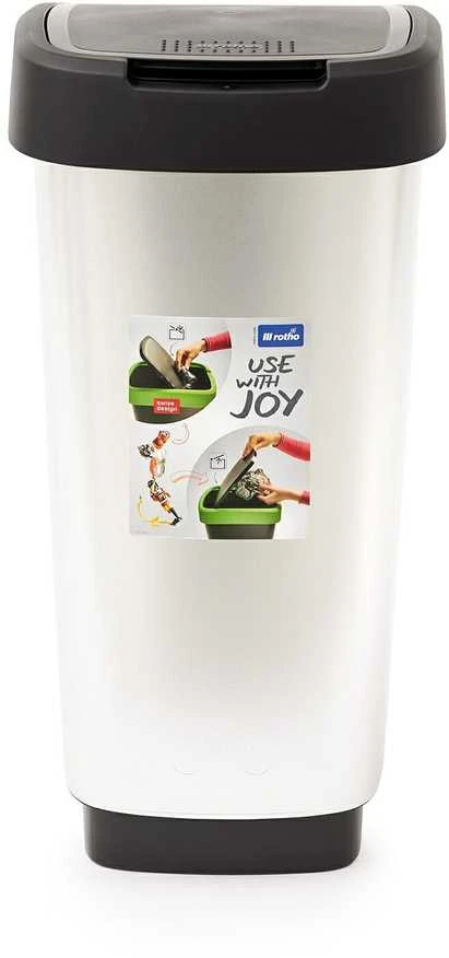 Rotho Twist metalizuota šiukšlių dėžė 25L