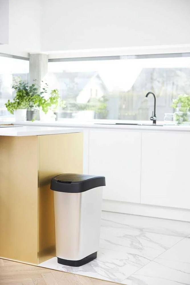 Šiukšliadėžė Twist Sidabrinis Rotho 50L sidabro sp.