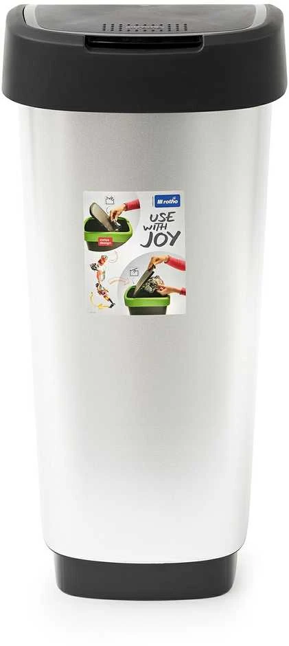 Šiukšliadėžė Twist Sidabrinis Rotho 50L sidabro sp.
