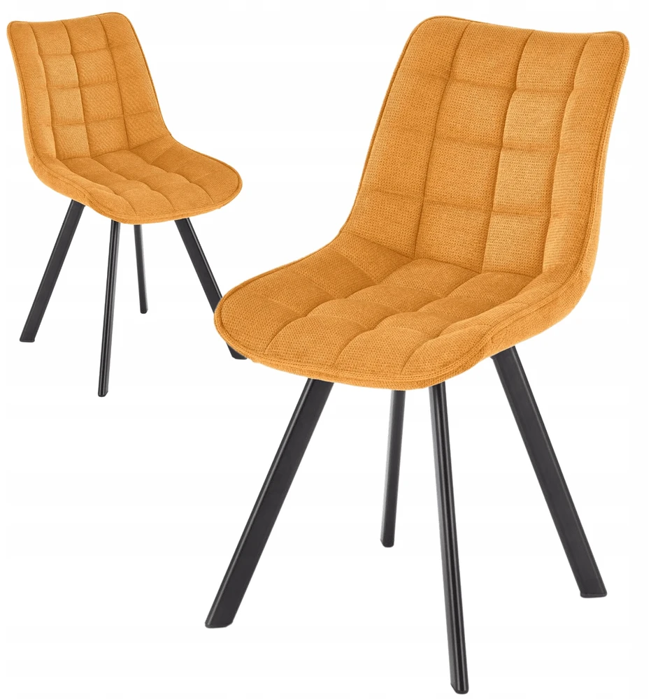 Šiuolaikinė dygsniuota kėdė svetainei Valgomojo Loft K549 Mustard Halmar