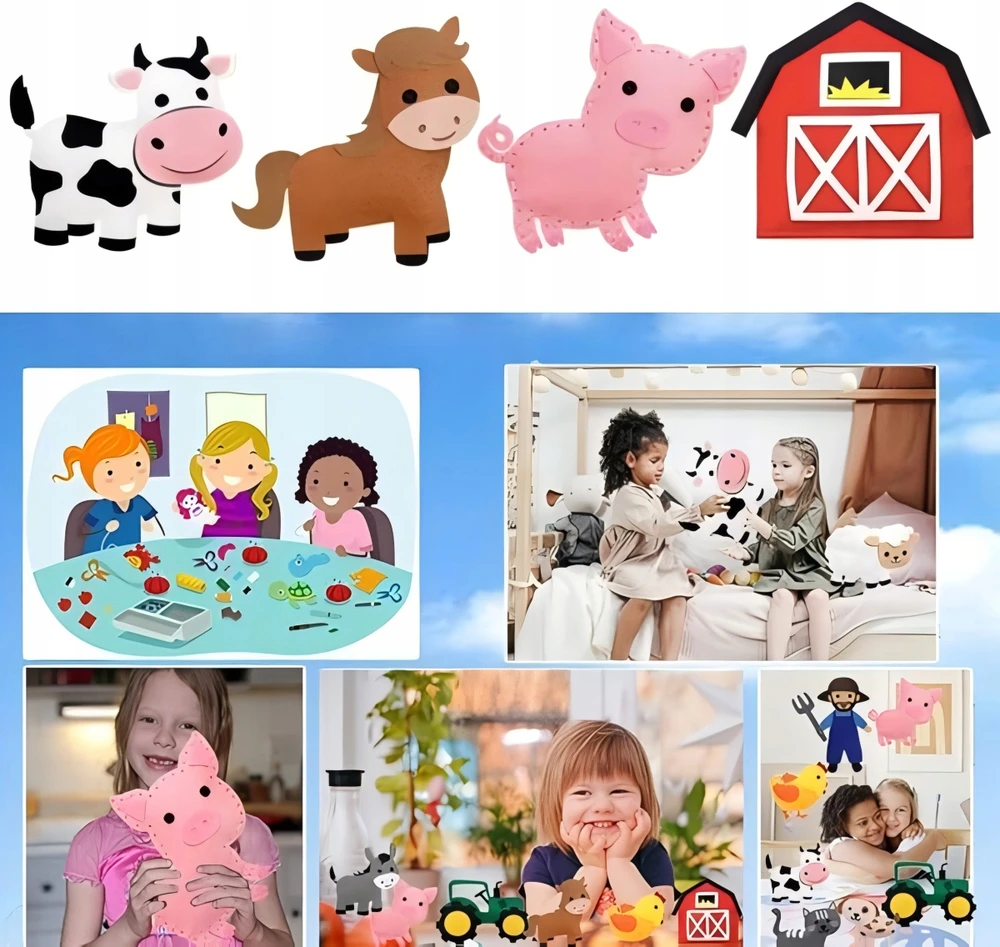 Siuvimo rinkinys vaikams Farma veltinio talismanai iš veltinio pasidaryk pats mokantis siūti