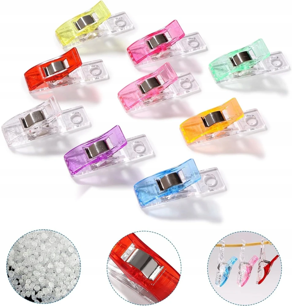 SIUVIMO spaustukai 3,6X1X1,5CM 40VNT AUDINIO MEDŽIAGOS PLASTIKAS METALAS
