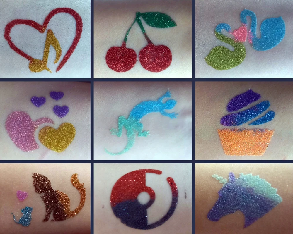 SIX SEVEN / 67- blizgučių tatuiruotės, šablonai blizgučių tatuiruotėms.