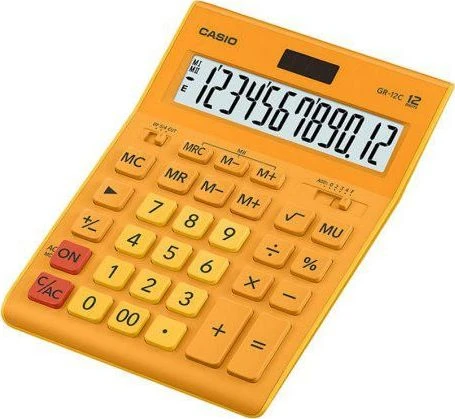 Stalinis skaičiuotuvas CASIO GR-12C, 155 x 209 x 35 mm, oranžinė sp.