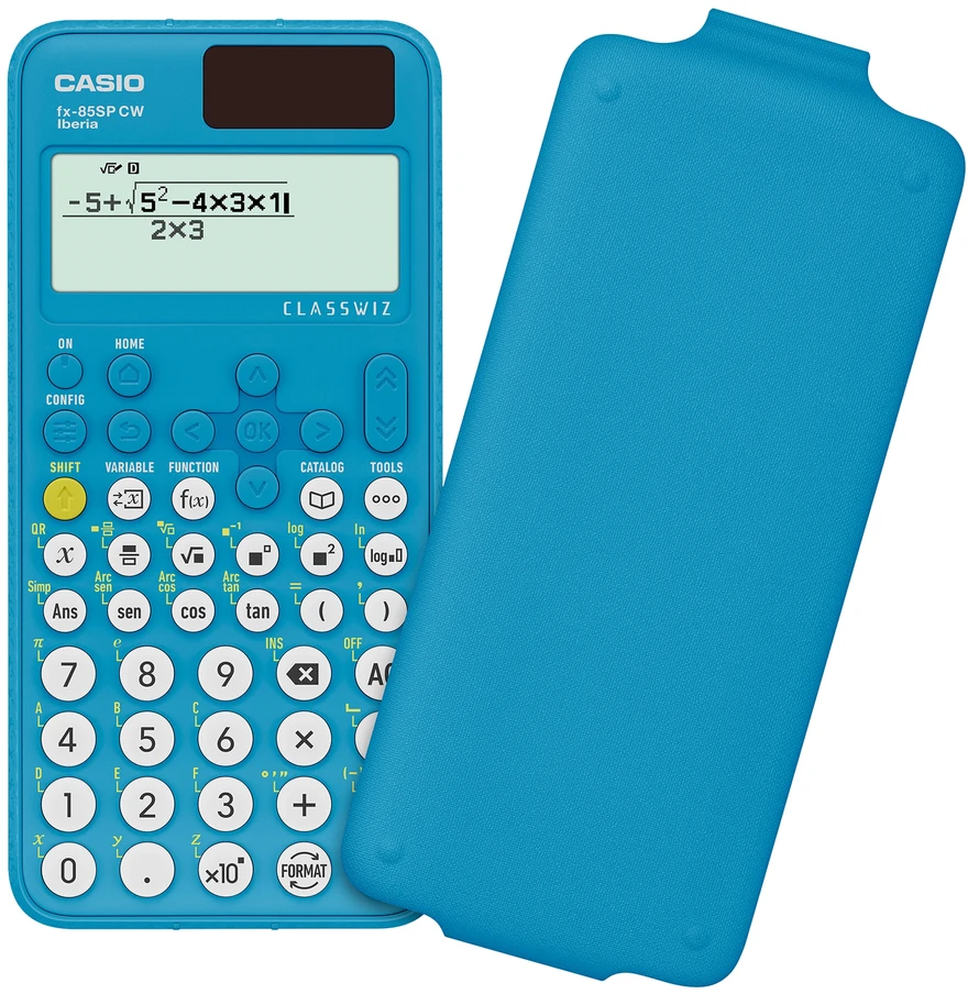 Skaičiuotuvas Casio FX-85SP CW su saulės energija, 300+ funkcijų, mėlynas