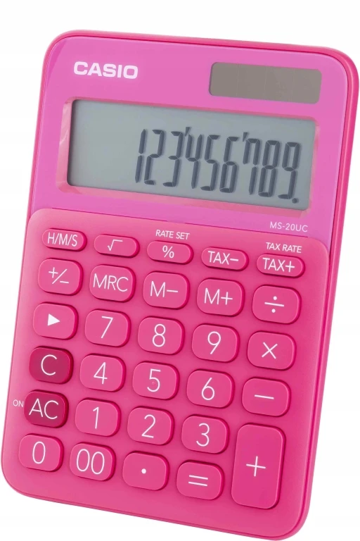 Skaičiuotuvas Casio MS-20UC-RD rožinis 12 skaitmenų