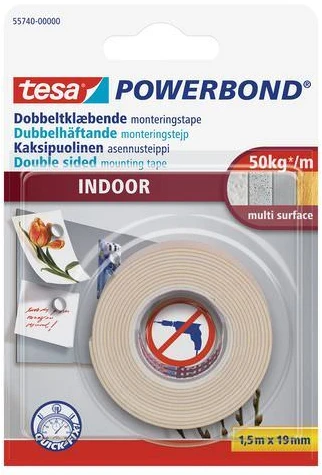 Lipni juostelė Tesa, 19mmx1,5m, dvipusė, skaidri, vidaus darbams 1114-206