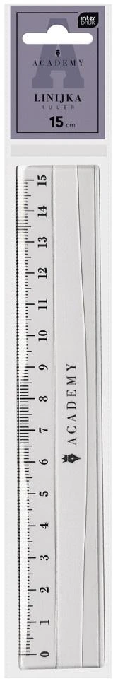 Skaidri plastikinė liniuotė 15 cm Academy Interdruk