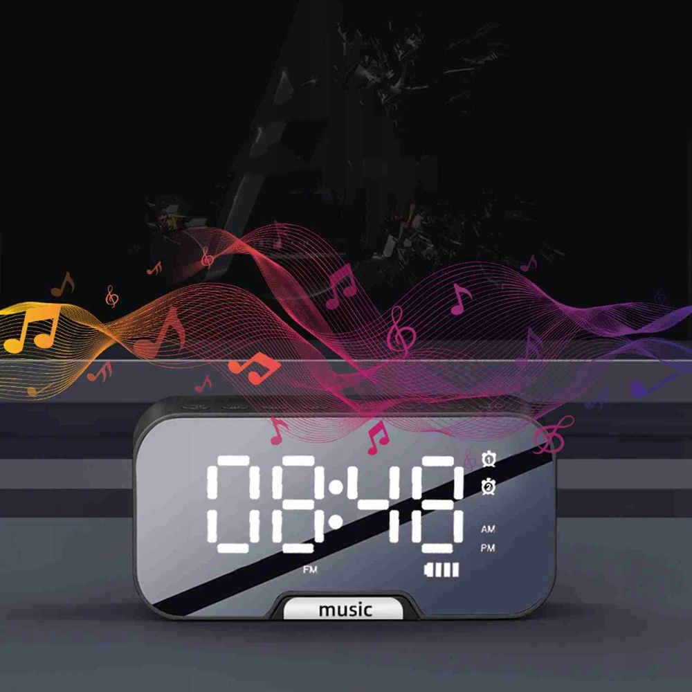 Skaitmeninis veidrodinis žadintuvas su Bluetooth garsiakalbiu ir FM radiju