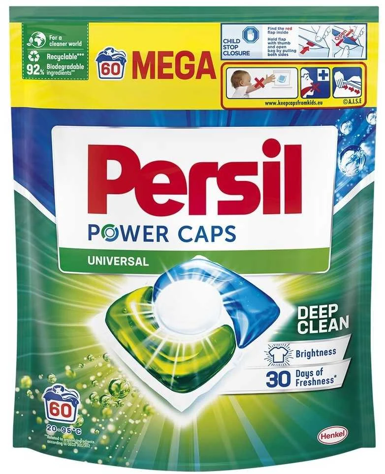 Skalbimo kapsulės PERSIL Power Caps Universal, 60 vnt.
