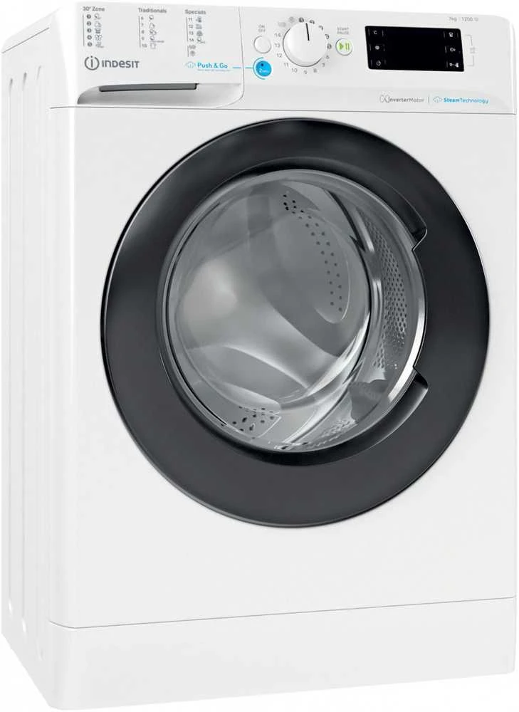 INDESIT | Skalbimo mašina | BWSE 71295X WBV EU | Energy efficiency class B | Front loading | Skalbimo talpa 7kg | 1200 RPM | Gylis 43.5 cm | Plotis 59.5 cm | Ekranas | Big Digit | Baltas