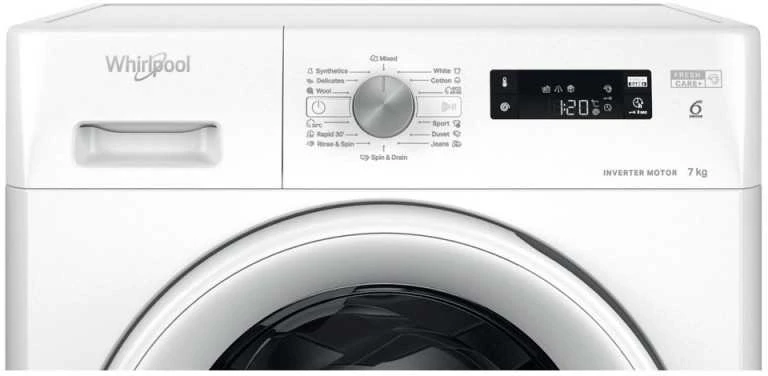 Whirlpool | Skalbimo mašina | FFS 7469 W EE | Energy efficiency class A | Front loading | Skalbimo talpa 7kg | 1400 RPM | Gylis 57.5 cm | Plotis 59.5 cm | Ekranas | LED | Baltas