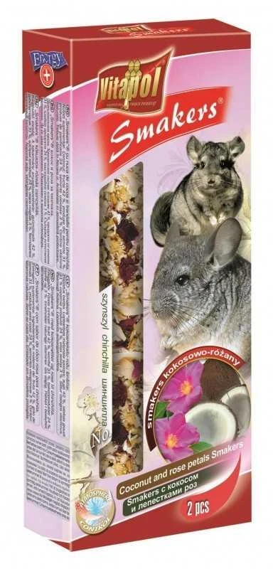 Vitapol Smakers su kokosais ir rožių žiedlapiais skanėstas šinšiloms 90g (2 vnt)