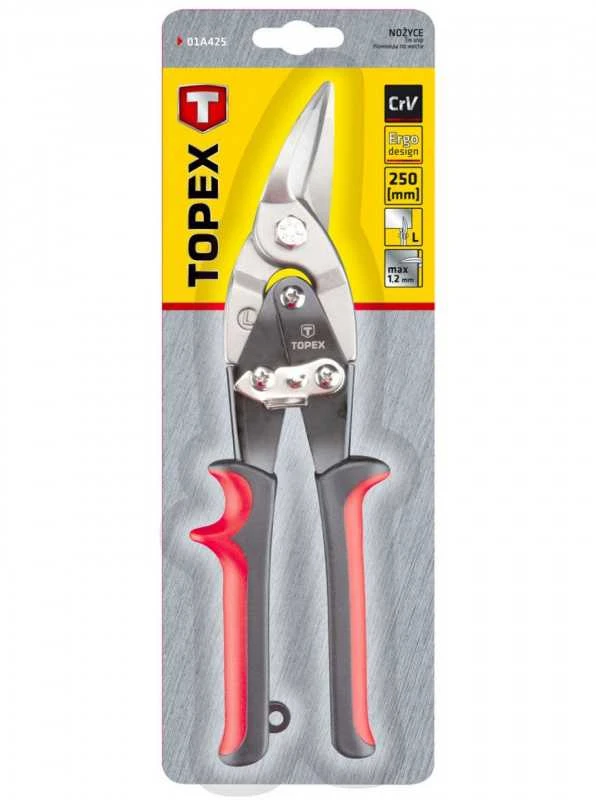 Skardos žirklės TOPEX 01A425, 250 mm, kairinis kirpimas