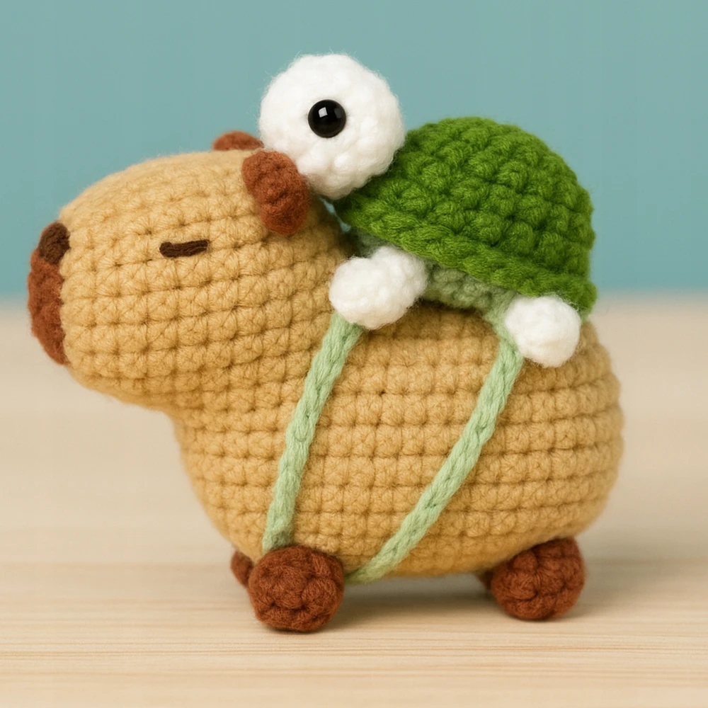 Skibi Store CAPYBARA NĖRIMO RINKINYS SU KURIŠINĖMIS VĖŽLIU NĖRIMO RANKAIS