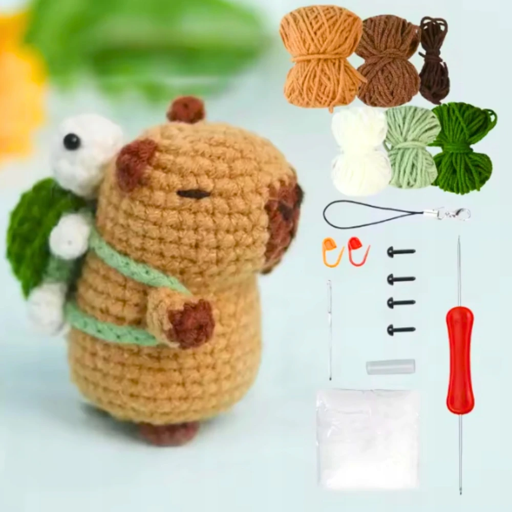 Skibi Store CAPYBARA NĖRIMO RINKINYS SU KURIŠINĖMIS VĖŽLIU NĖRIMO RANKAIS
