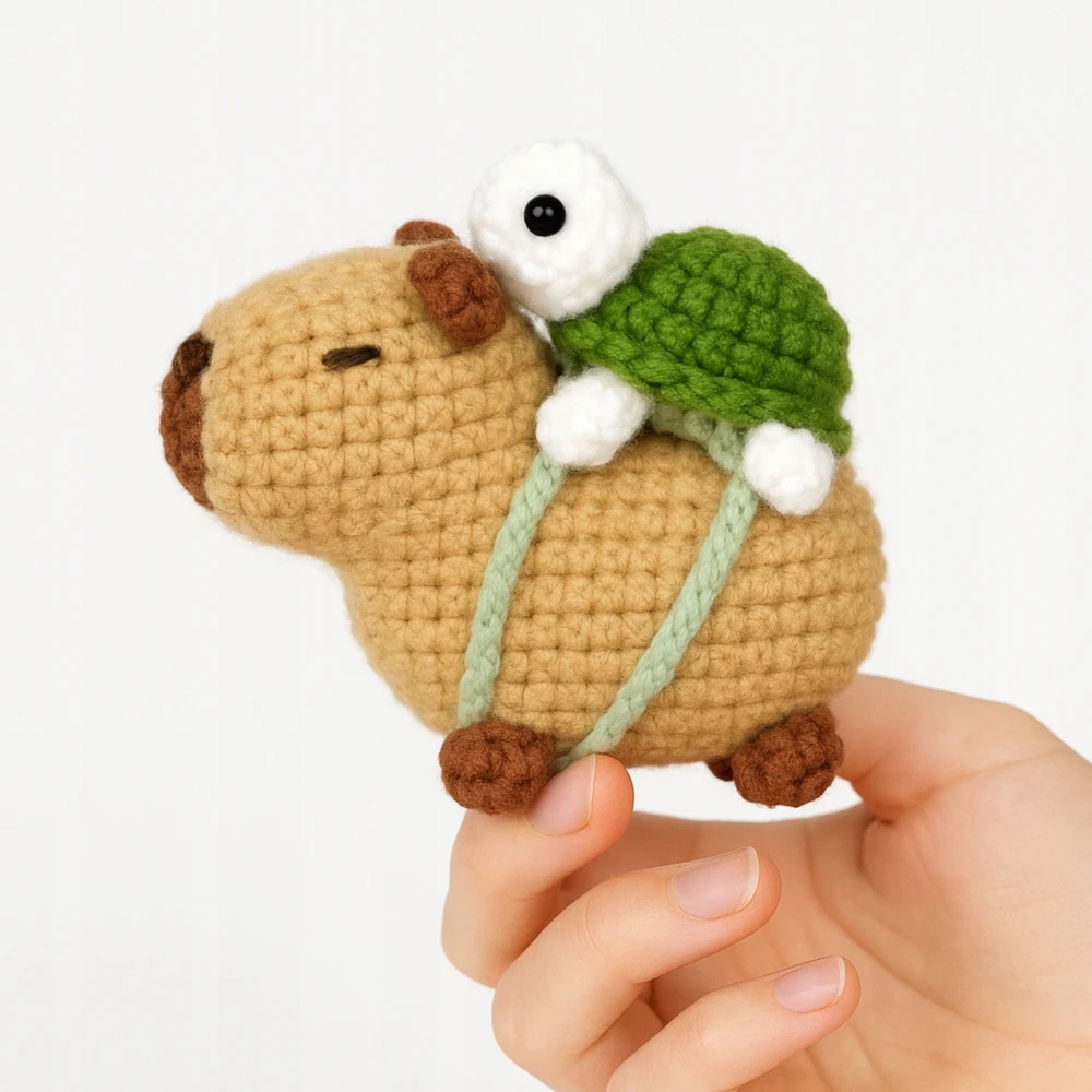 Skibi Store CAPYBARA NĖRIMO RINKINYS SU KURIŠINĖMIS VĖŽLIU NĖRIMO RANKAIS