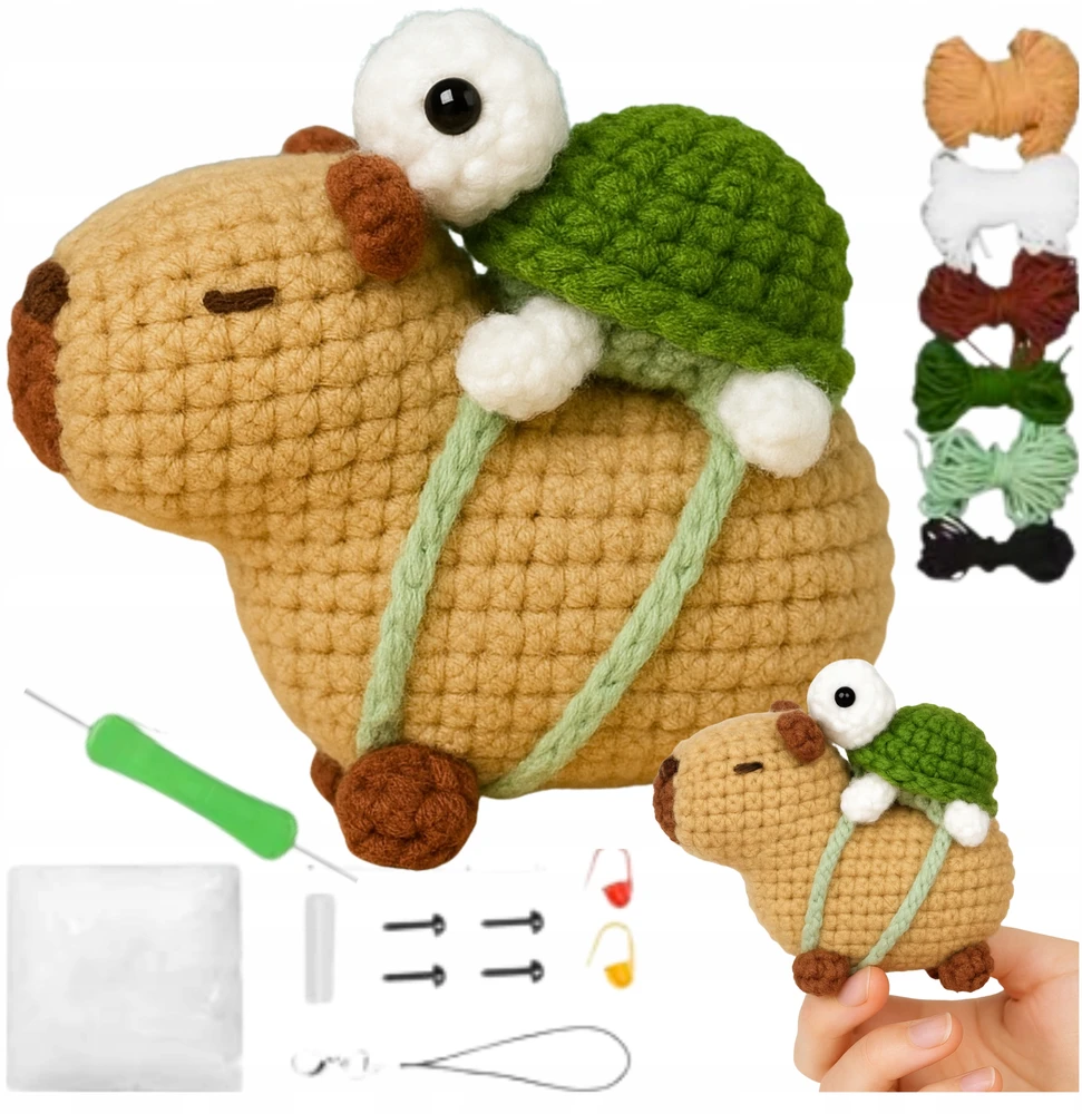 Skibi Store CAPYBARA NĖRIMO RINKINYS SU KURIŠINĖMIS VĖŽLIU NĖRIMO RANKAIS