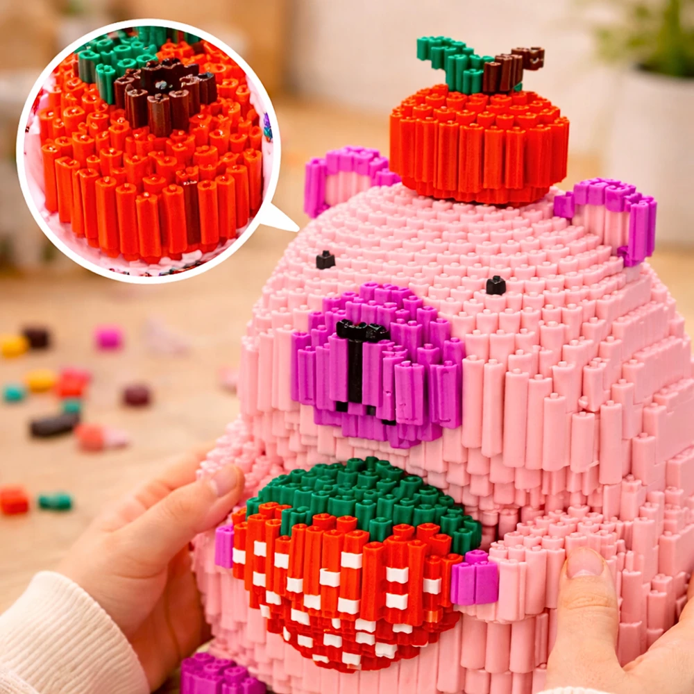 Skibi Store Capybara Statybinės plytos Braškių Rožinė 9240 vnt. DIDELIS MODELIS