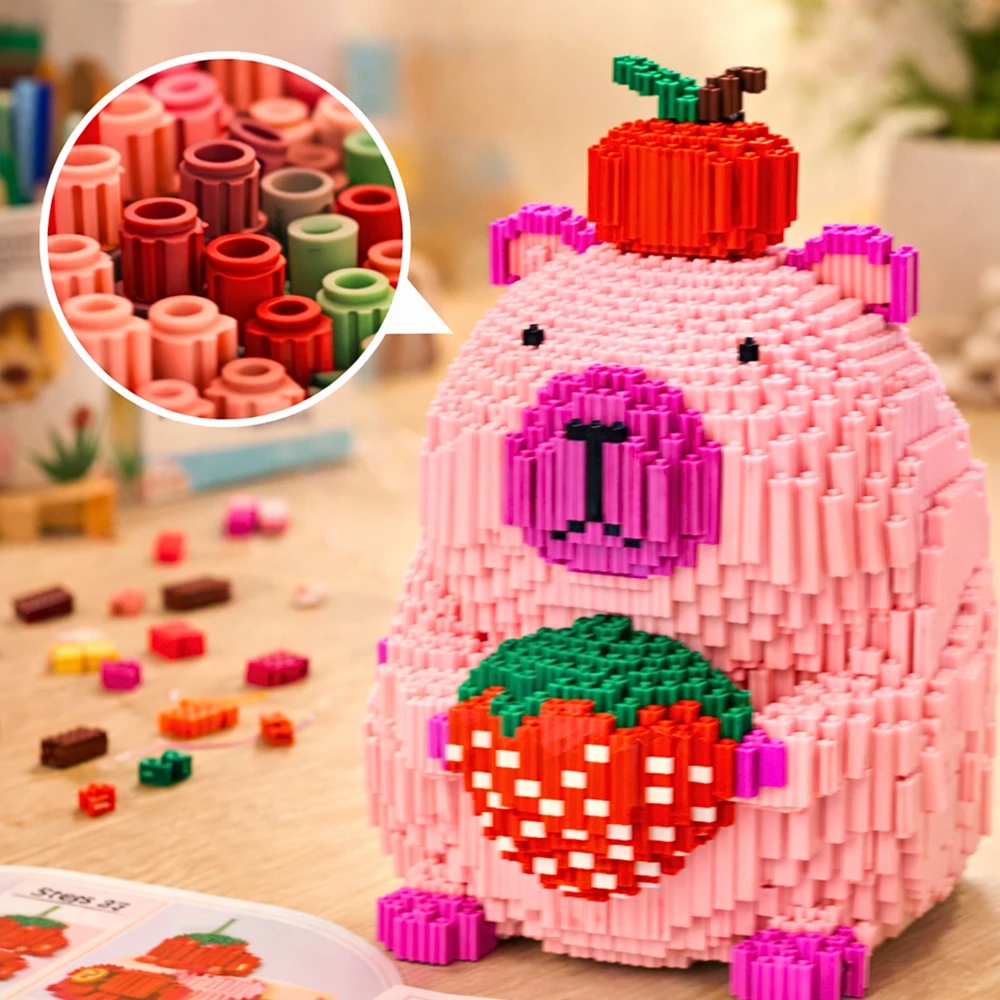 Skibi Store Capybara Statybinės plytos Braškių Rožinė 9240 vnt. DIDELIS MODELIS