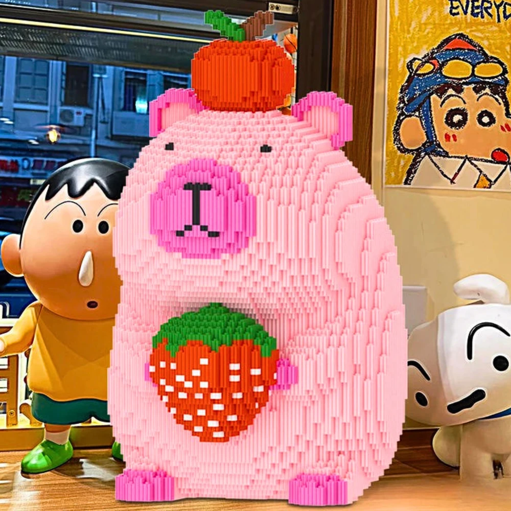 Skibi Store Capybara Statybinės plytos Braškių Rožinė 9240 vnt. DIDELIS MODELIS