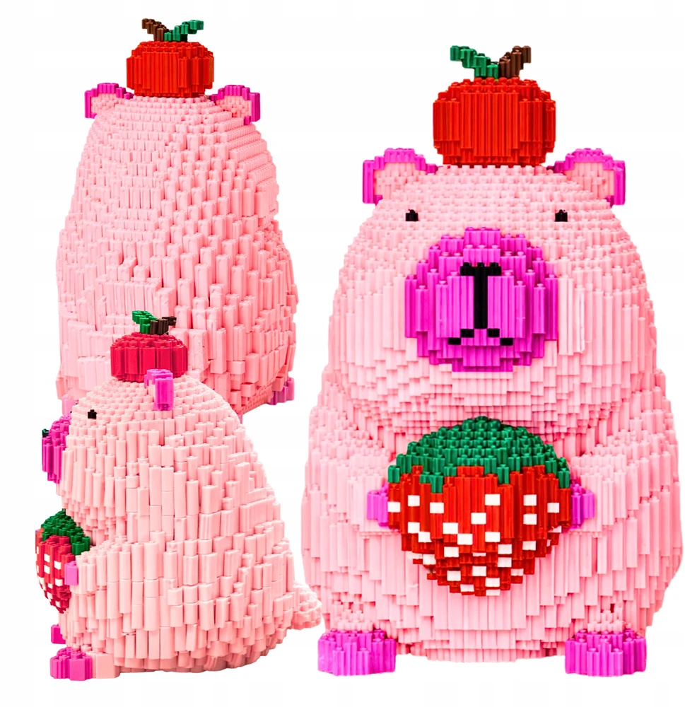 Skibi Store Capybara Statybinės plytos Braškių Rožinė 9240 vnt. DIDELIS MODELIS