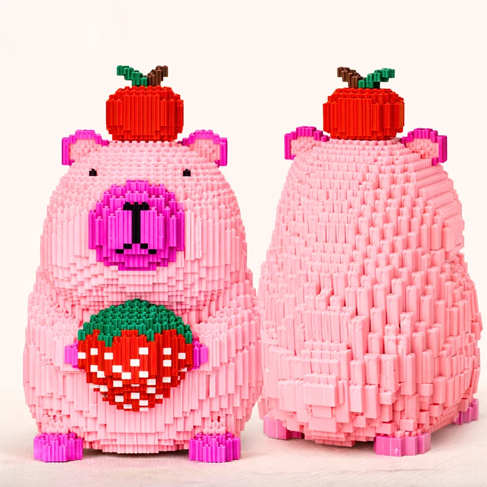 Skibi Store Capybara Statybinės plytos Braškių Rožinė 9240 vnt. DIDELIS MODELIS