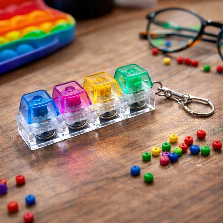 Skibi Store CLICKER MECHANINĖ KLAVIATŪRA LED ANTISTRESAS CLIKER FIDGET SWITCH RAKT.