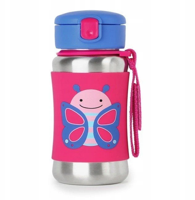 SKIP HOP gertuvė su šiaudeliu 12m+ 350ml Zoo Butterfly 252517