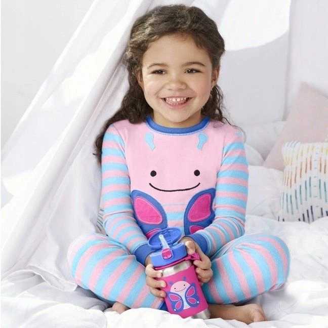 SKIP HOP gertuvė su šiaudeliu 12m+ 350ml Zoo Butterfly 252517
