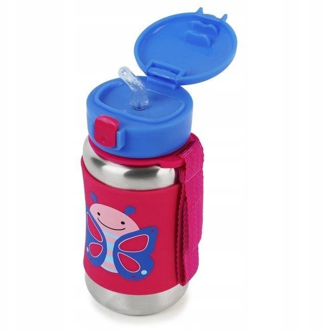 SKIP HOP gertuvė su šiaudeliu 12m+ 350ml Zoo Butterfly 252517