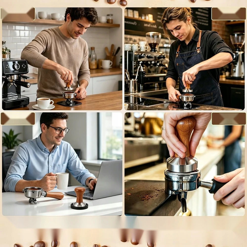 SKIRTA KAVAI 51 MM NERŪDIJANČIO PLIENO BARISTA stūmoklinis plokščias PROFESIONALUS MEDIENAS