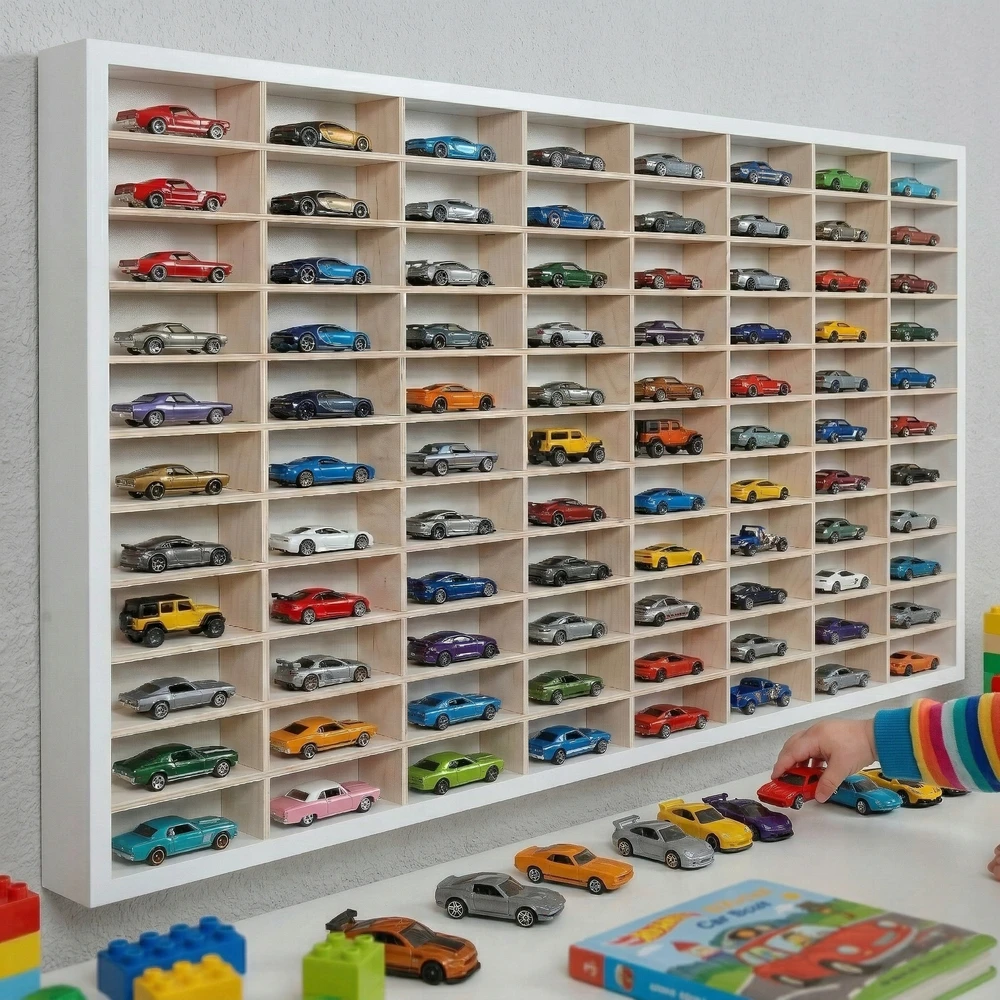 sklejkowo BALTOS LENTYNAS AUTOMOBILIŲ LENTYNAS AUTOMOBILIAI 80 SKYRIŲ KOLEKCIJA 1:64 VIRTINA