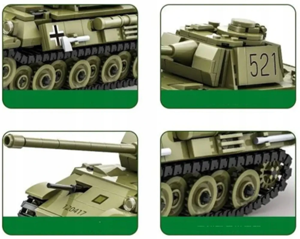 Skleplolki KONSTRUKCINIAI BLOKAI Panther Tank Military Set Militaria 638 vnt