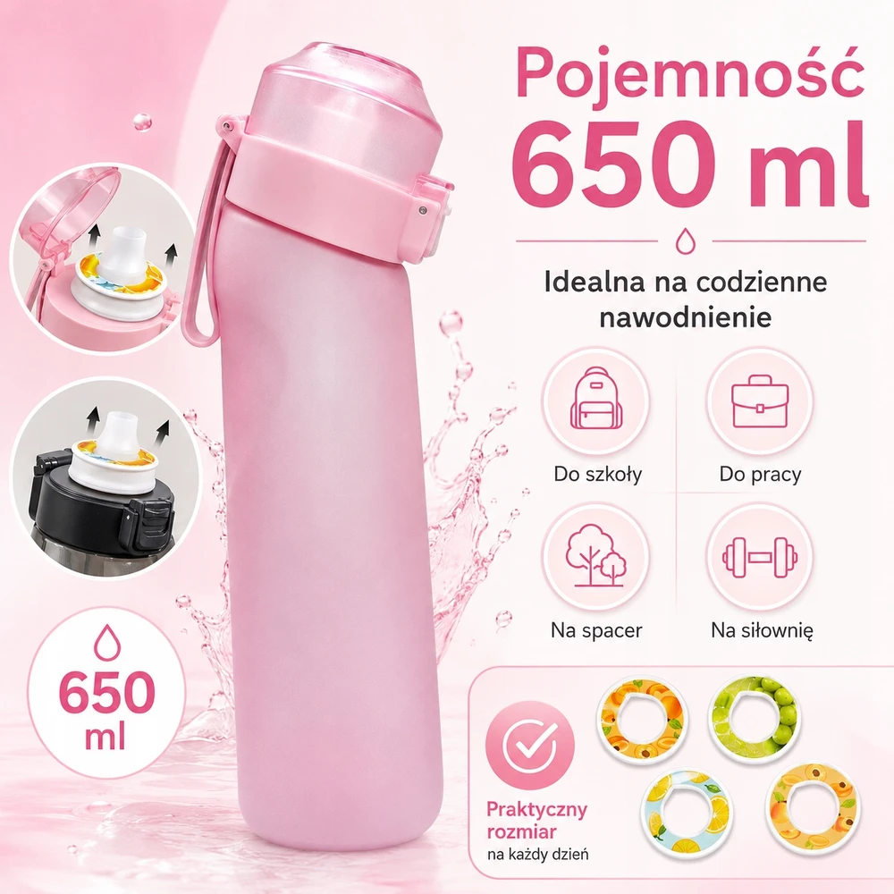 Skonio buteliukas su vaisių skonio žiedeliais