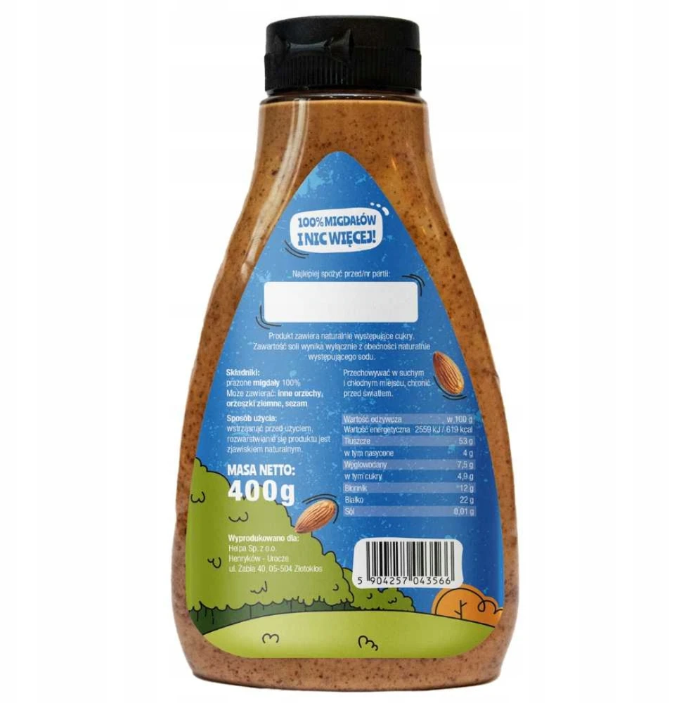 Skrudintų migdolų pasta 400g HELPA 100% riešutai