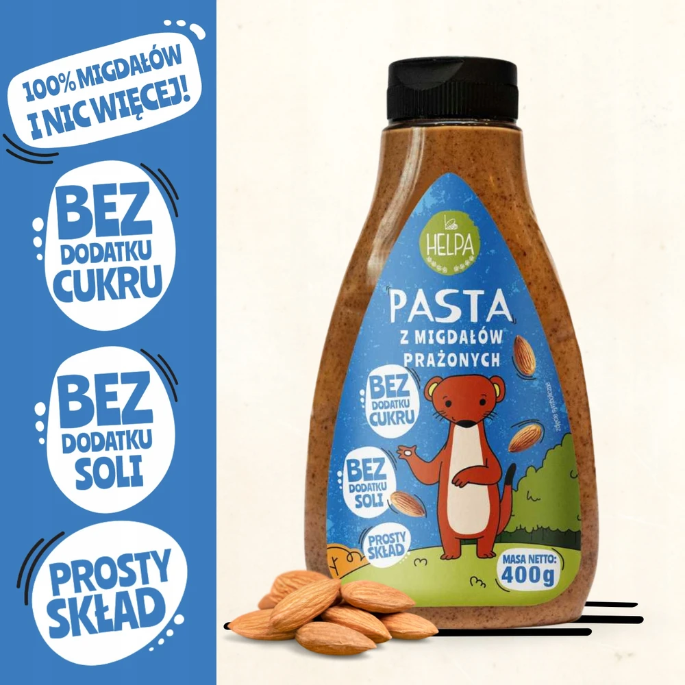Skrudintų migdolų pasta 400g HELPA 100% riešutai