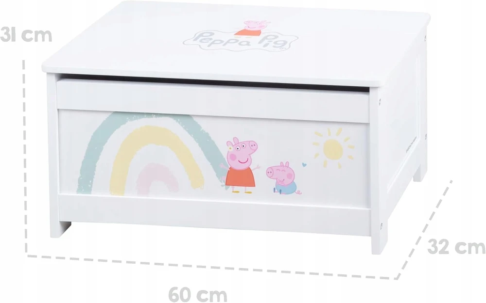 Skrzynia roba Peppa balta rožinė opuszczane siedzisko tłumik