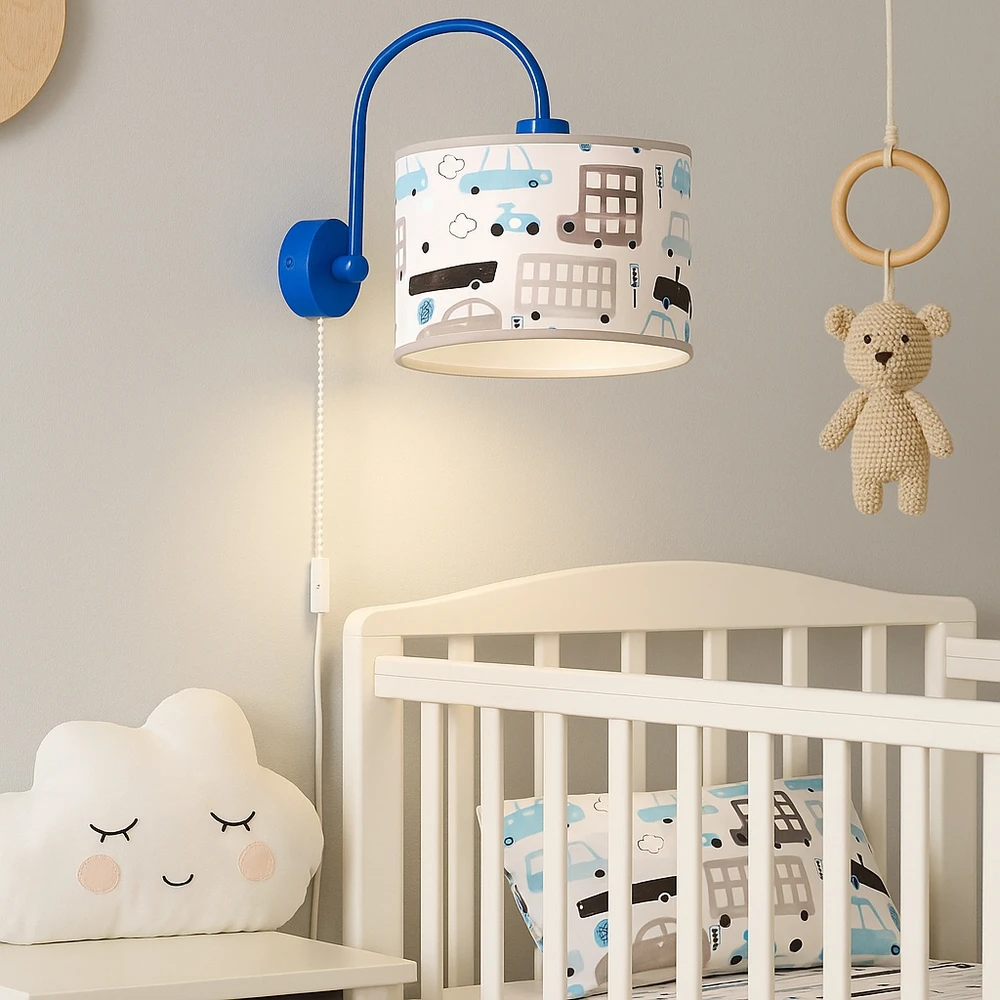 Skylighting LAMPA ŚCIENNA KINKIET DZIECIĘCY SAMOCHODY AUTKA NIEBIESKIE EDISON LED E27